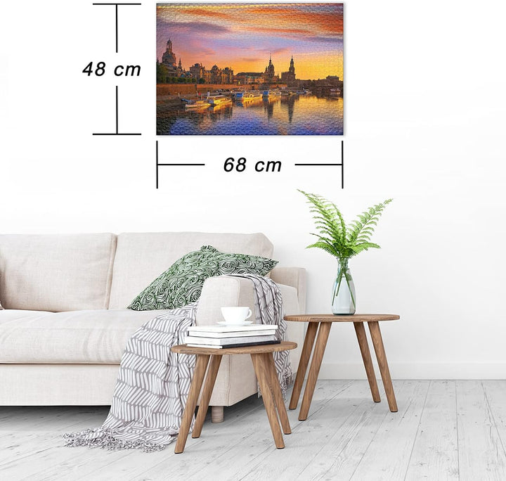 Ulmer Puzzleschmiede - Puzzle „Dresden am Abend“ - Klassisches 1000 Teile Städtepuzzle – Stimmungsvo