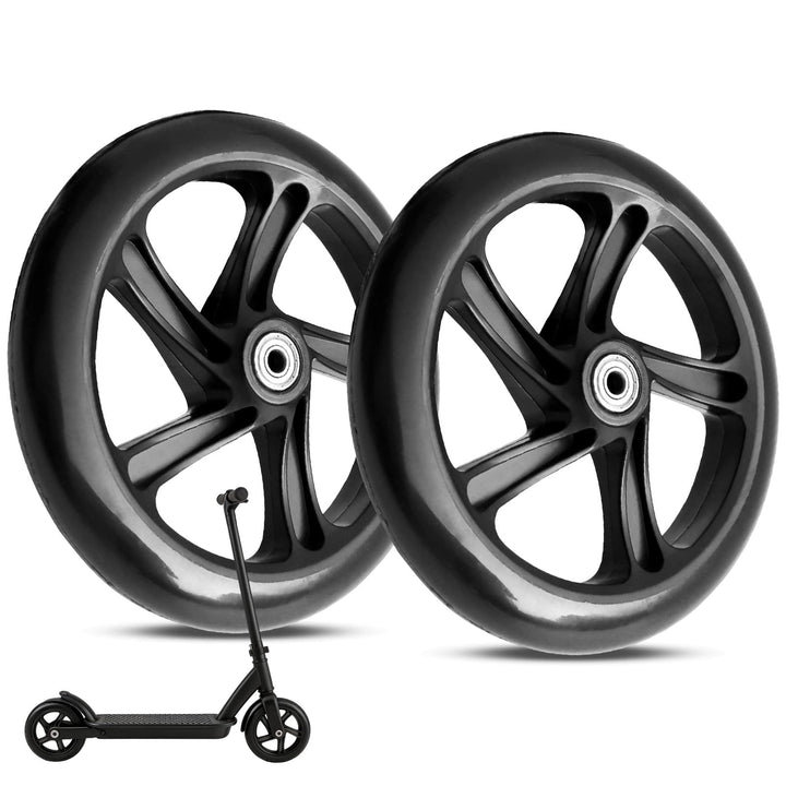 2 Stück 200mm Scooter Rollen, Scooter-Räder mit ABEC-9 Lagern, Anti-Rutsch Cityroller Reifen Ersatzr