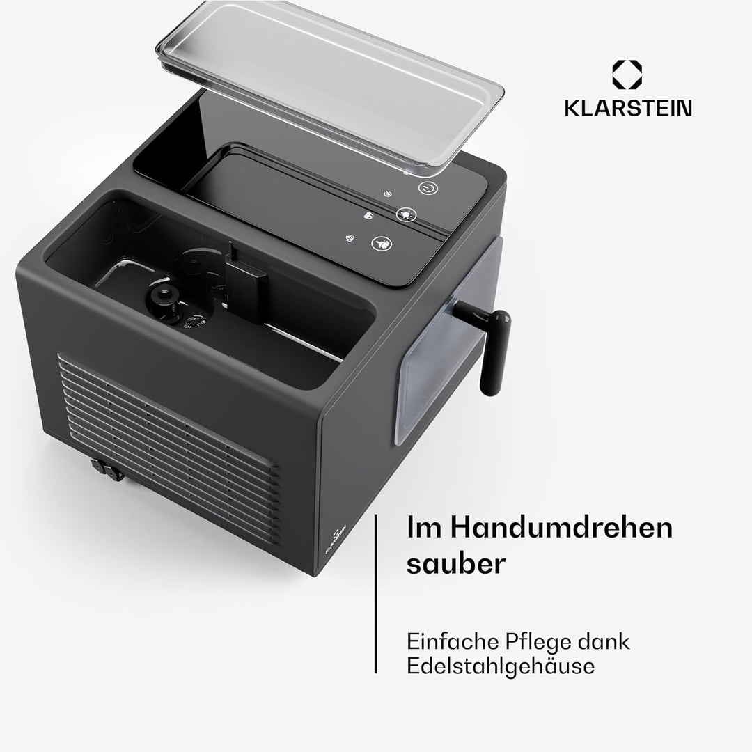 Klarstein Eiswürfelmaschine für Zuhause Camping Gastro, Schnelle Mini Eiswürfelmaschine Klein, Profi