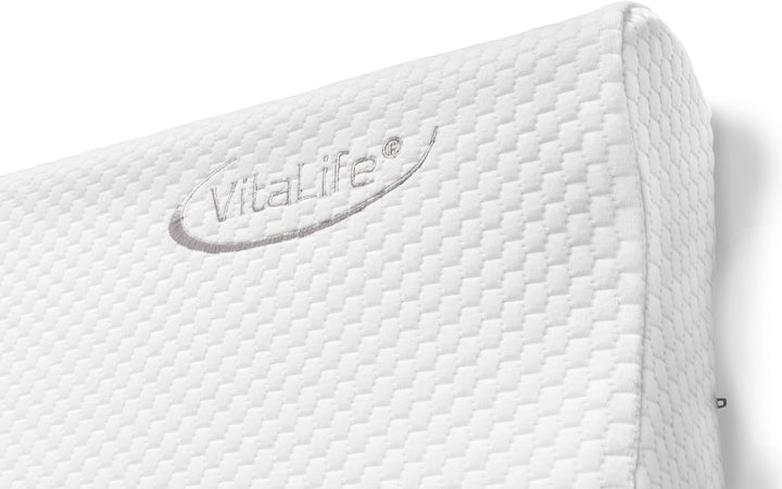 Vitalife 60x30x10/8 cm Visco-Airschaum Nackenstützkissen, Polyester, weiss, 60 x 30 x 10 cm