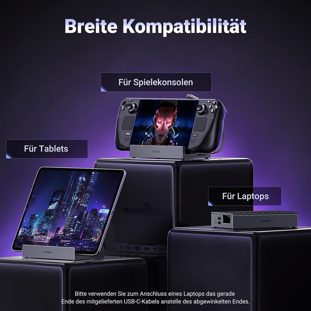 UGREEN Steam Deck Dock 9-in-1 Dockingstation 4K@60Hz HDMI 10Gbps USB Ports Verstellbarer Ständer Kom