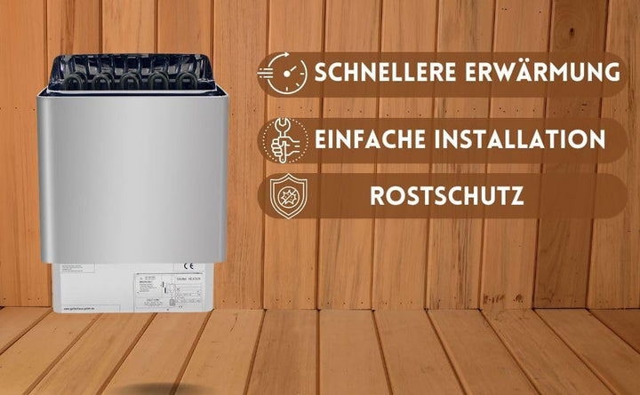 Thermolux Saunaofen 6 KW, Finnischer Elektro-Heizgerät Saunaheizung Gunmetal, Elektro-Sauna Heizgerä