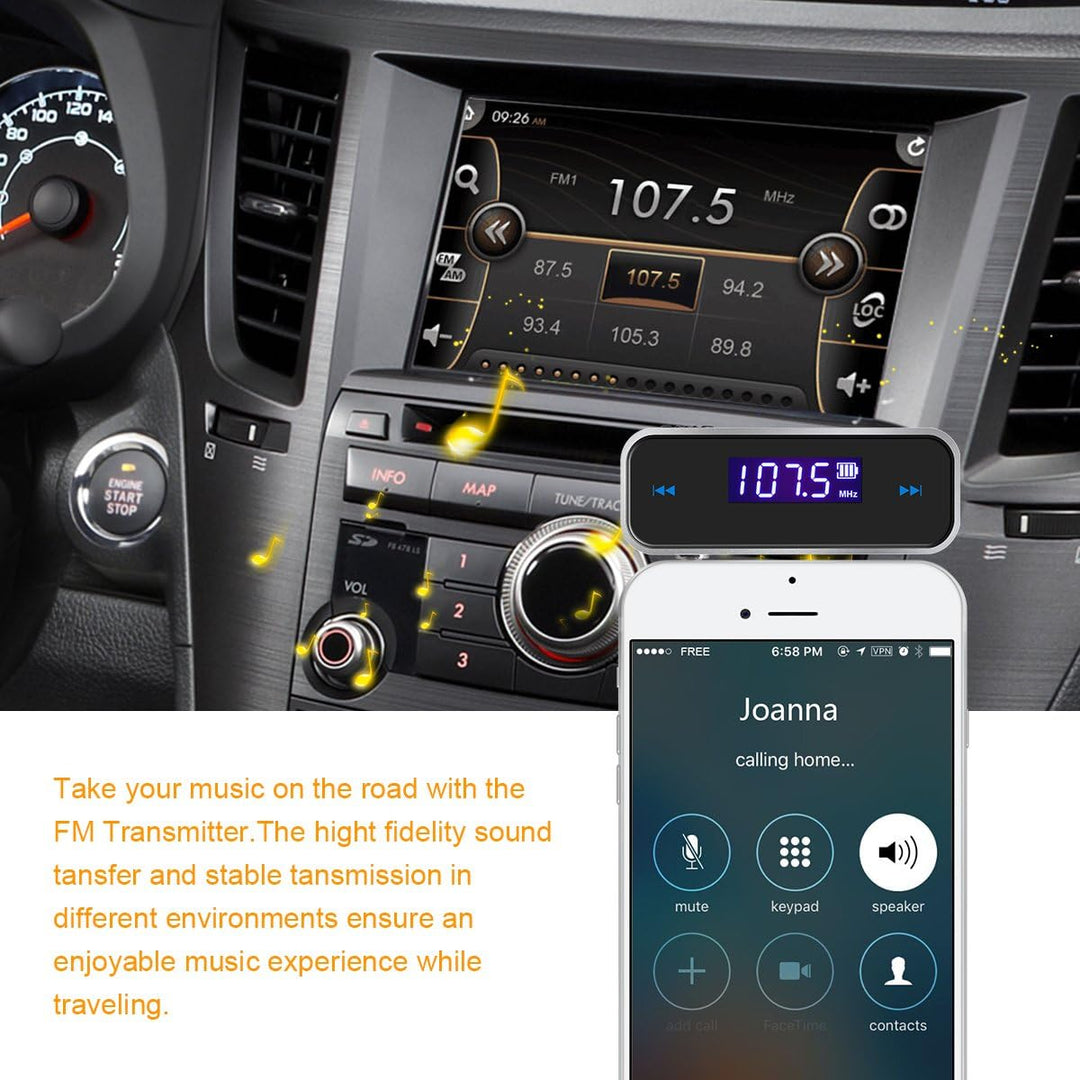Mini Drahtlos FM Transmitter Sender UKW Handy Wireless Auto AUX-Adapter mit Integriertem Aux Port Au