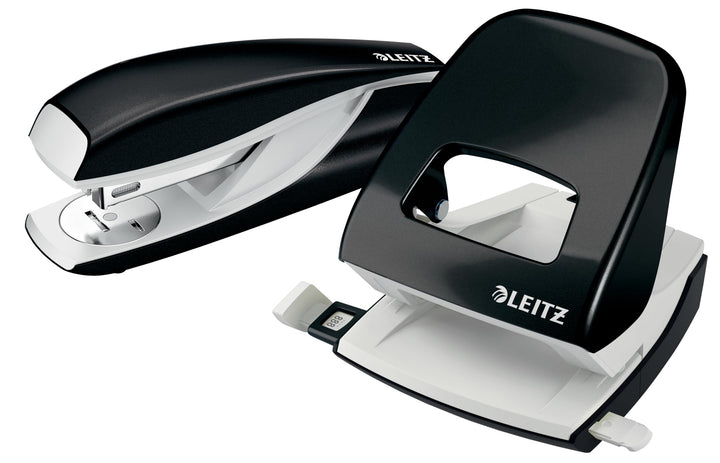 Leitz NeXXt Locher und Heftgerät Set für bis zu 30 Blatt, Inkl. Heftklammern, schwarz, WOW, 50951095