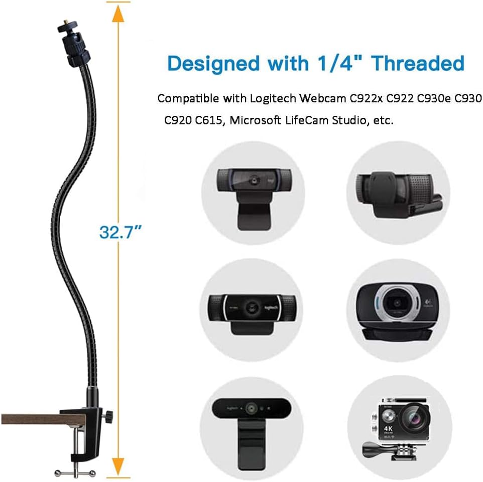 Etucro Webcam Stand 27" Verstellbare Schwanenhals Desktop Kamera Mount Hoder for Logitech Webcam C92