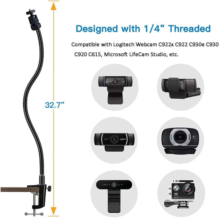 Etucro Webcam Stand 27" Verstellbare Schwanenhals Desktop Kamera Mount Hoder for Logitech Webcam C92