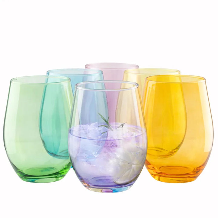 TREND FOR HOME Cocktailgläser 624 ml Bunte Gläser Set von 6 Sektgläser Longdrinkgläser Wassergläser
