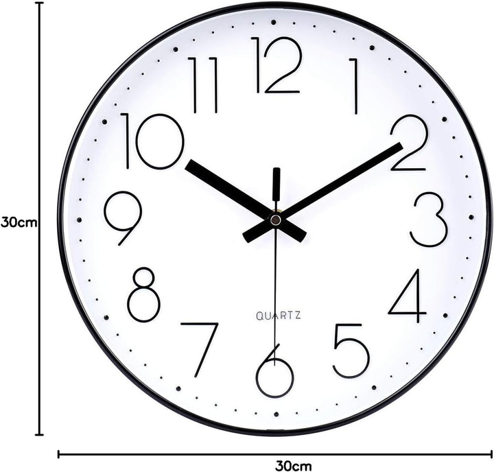 jomparis Funkuhr 30cm Funk-Wanduhr,Küchenuhr mit Funkaussensender Hohe Genauigkeit, Arabische Ziffer