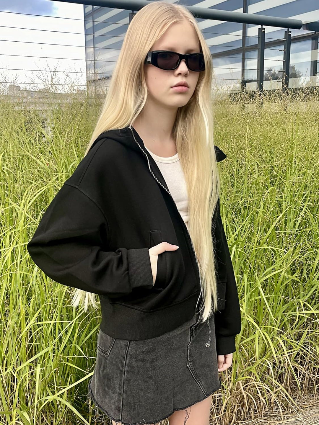Rolanko Kapuzenpullover für Mädchen mit Reissverschluss, Gemütliche Langarm-Kapuzenjacke Lässiges Sw