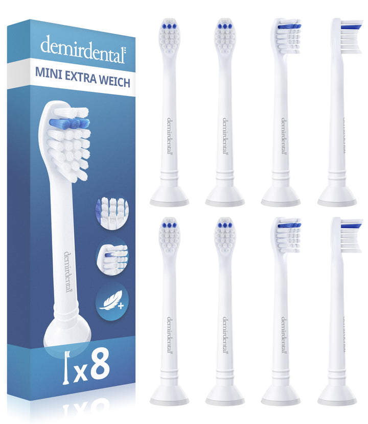 8er demirdental Ersatzbürsten passend für Philips Sonicare, Mini Extra Soft Aufsätze & Aufsteckbürst