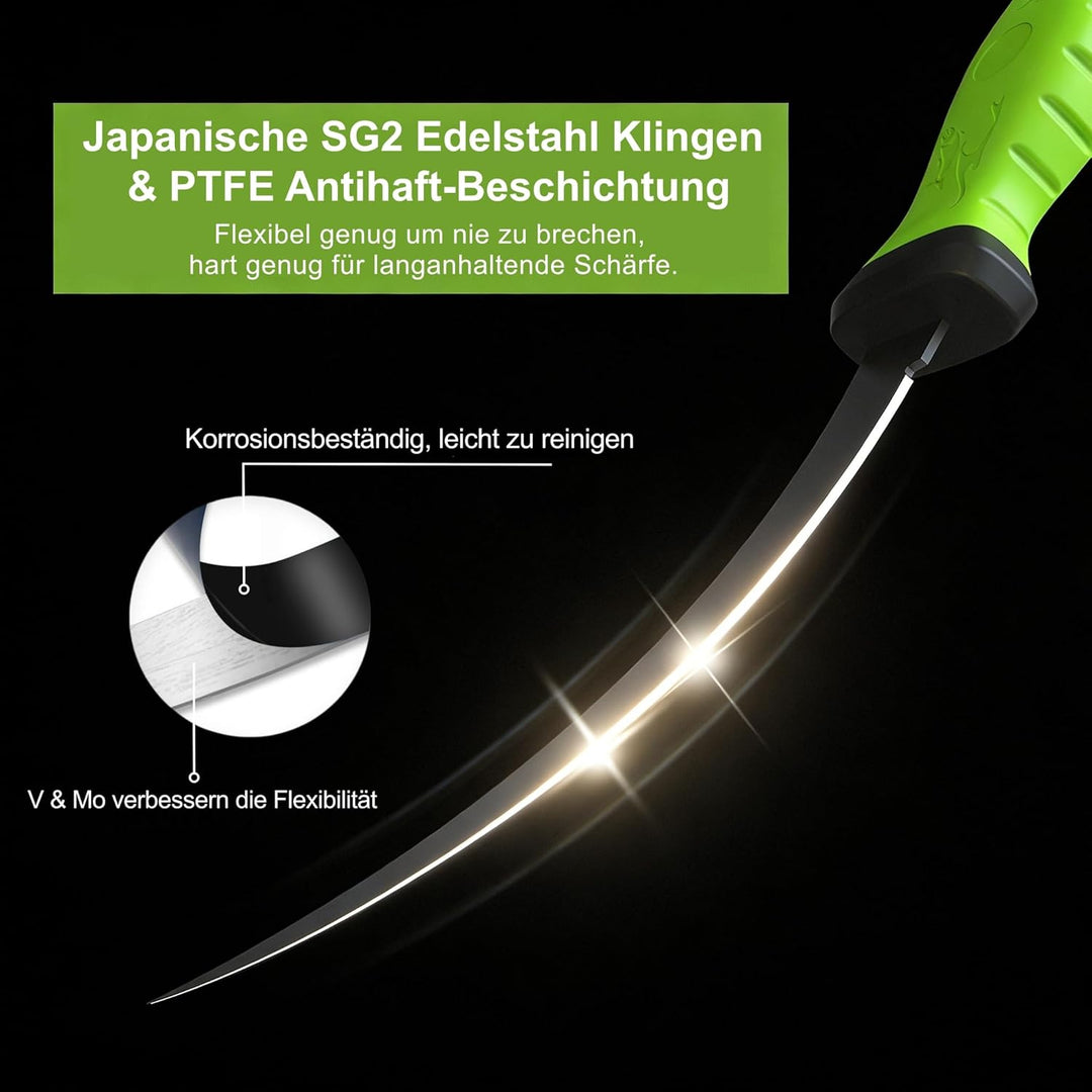 ANTOWIN 15,2 cm Fishing Edelstahl Filetiermesser Set mit Messer-Schärfer, Ergonomischer ABS Griff, B