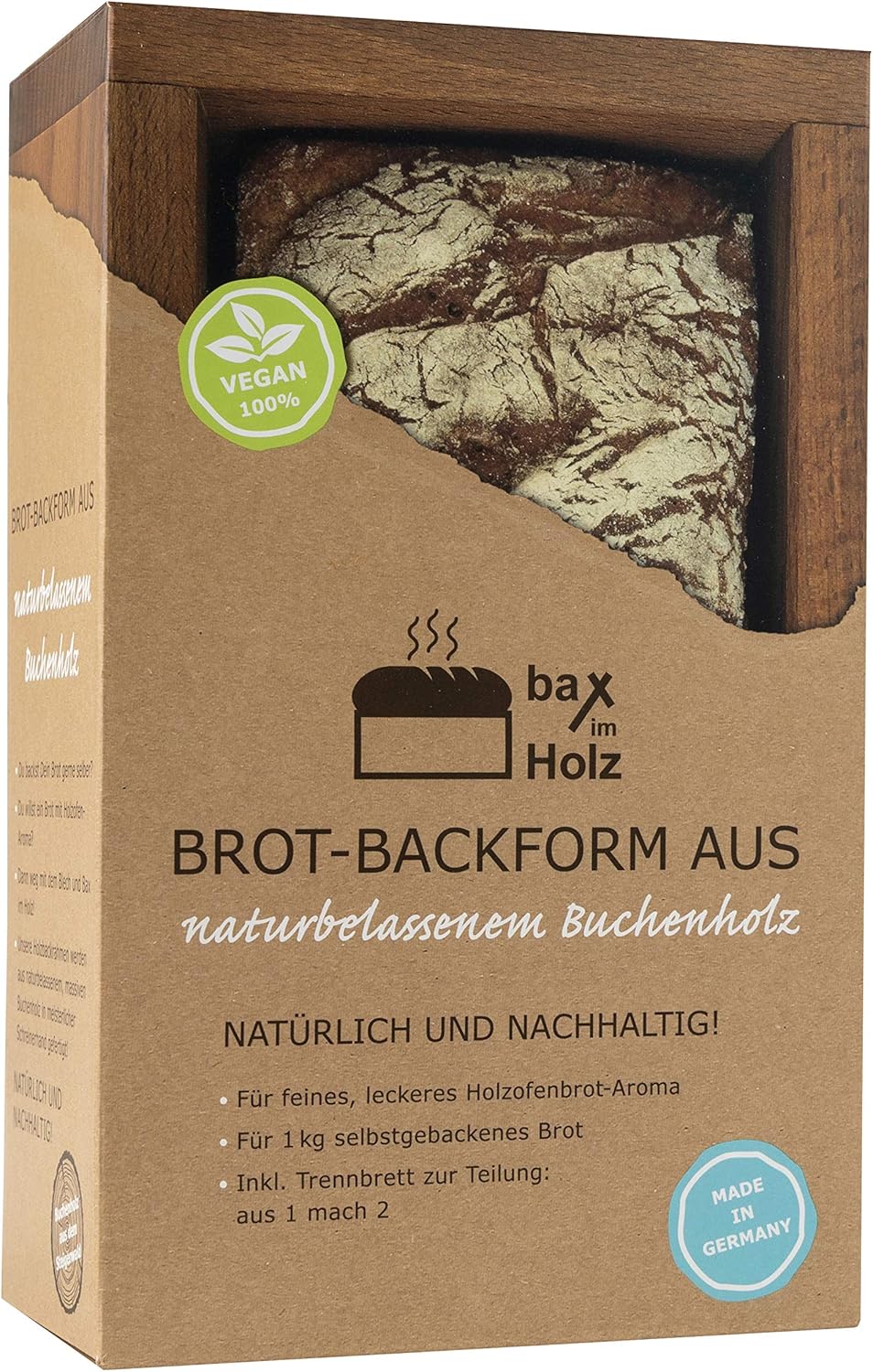 bax im Holz Brot-Holzbackrahmen aus naturbelassenem, massivem Buchenholz für leckeres, selbstgebacke