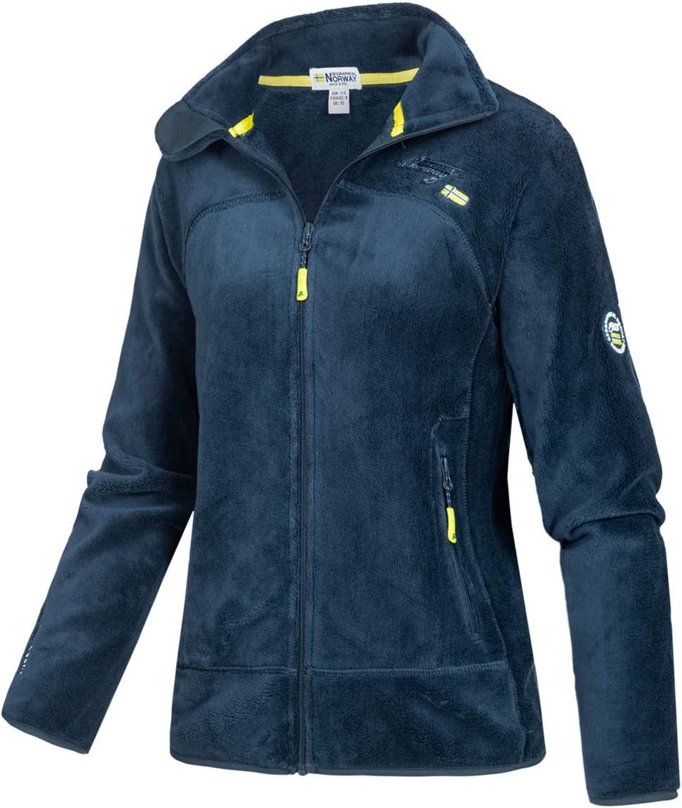 Geographical Norway Damen warme Übergangs Outdoor Fleecejacke mit Stehkragen bans production M Navy,