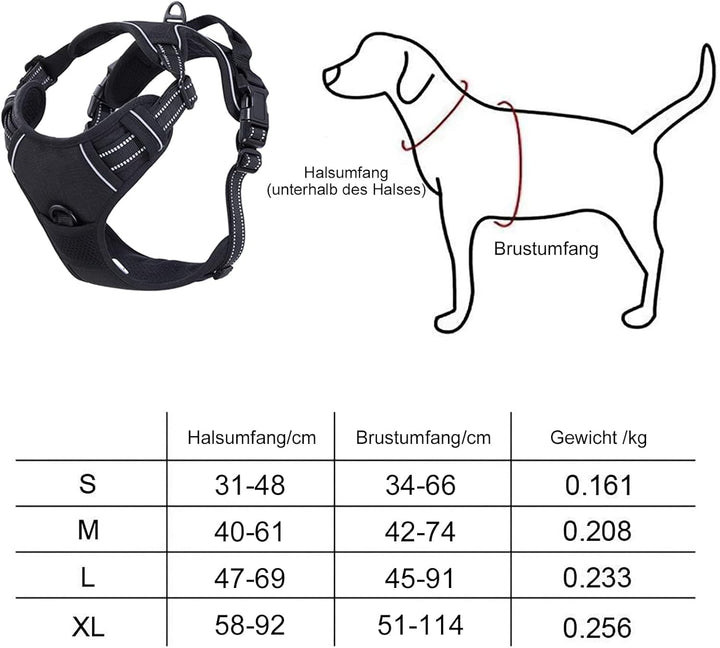 FullBerg® Hundegeschirr für Kleine, mittelgrosse und grosse Hunde Anti Zug Geschirr No Pull Sicherhe