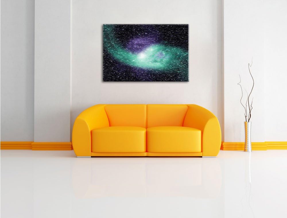 Pixxprint Ferne Galaxie im Sternenstaub Kunst Buntstift Effekt, Format: 100x70 auf Leinwand, XXL rie