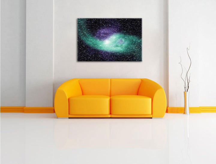 Pixxprint Ferne Galaxie im Sternenstaub Kunst Buntstift Effekt, Format: 100x70 auf Leinwand, XXL rie