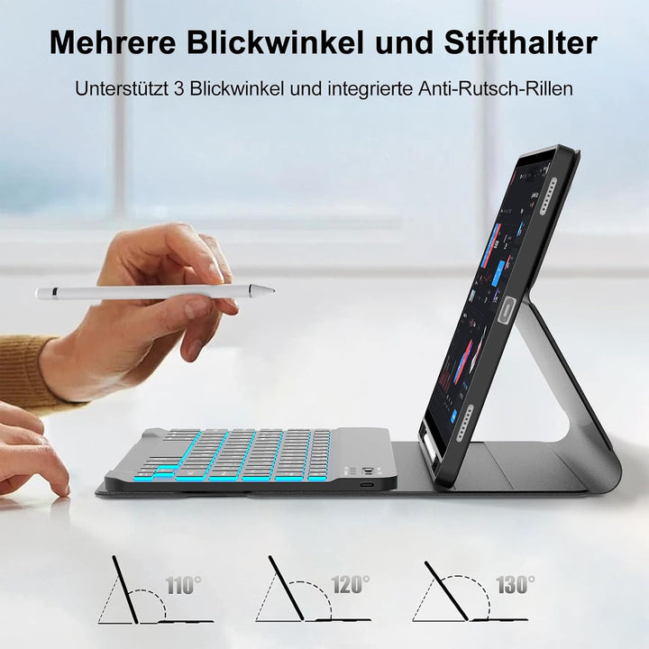 Tastatur für Samsung Galaxy Tab S10 Lite/S10 FE/S9 FE 10.9" &amp; S9 11" Schwarz2 10.9 Zoll Beleuchtung,