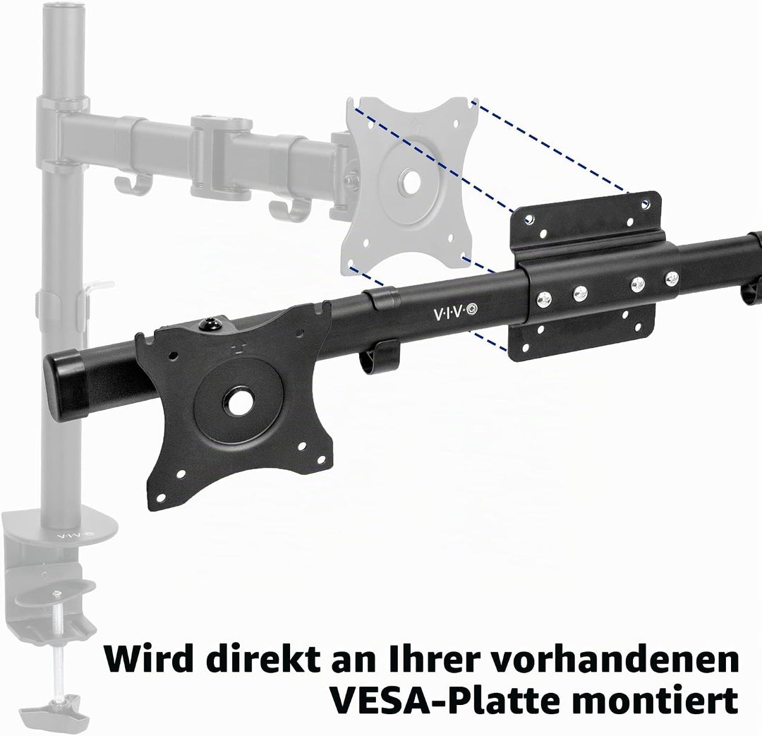 VIVO Dual-VESA-Halterungsadapter, horizontale Montagehalterung für 2 Monitor-Bildschirme bis 68,6 cm