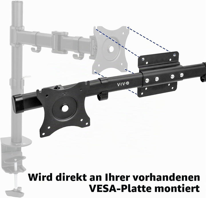 VIVO Dual-VESA-Halterungsadapter, horizontale Montagehalterung für 2 Monitor-Bildschirme bis 68,6 cm