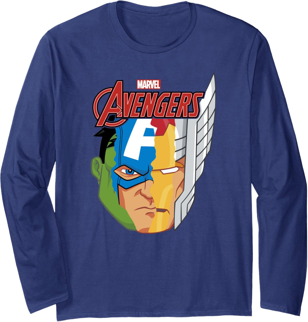 Marvel The Avengers Smash Up Face Portrait Langarmshirt