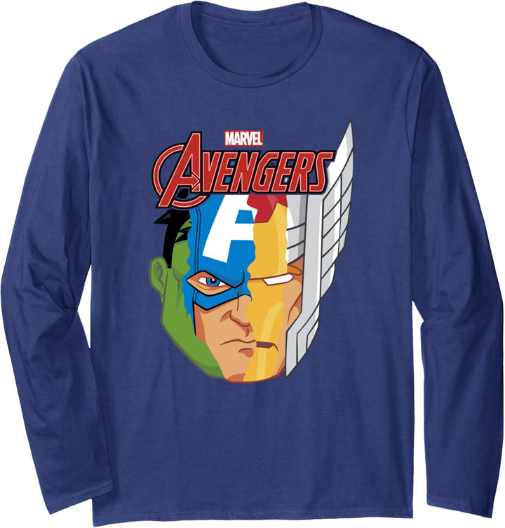 Marvel The Avengers Smash Up Face Portrait Langarmshirt