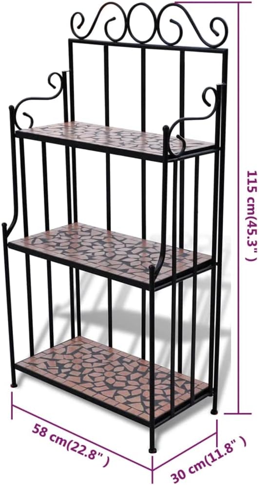 vidaXL Wandregal Mosaik Standregal Pflanzregal Garten Blumenregal Blumentreppe Terracotta und Schwar