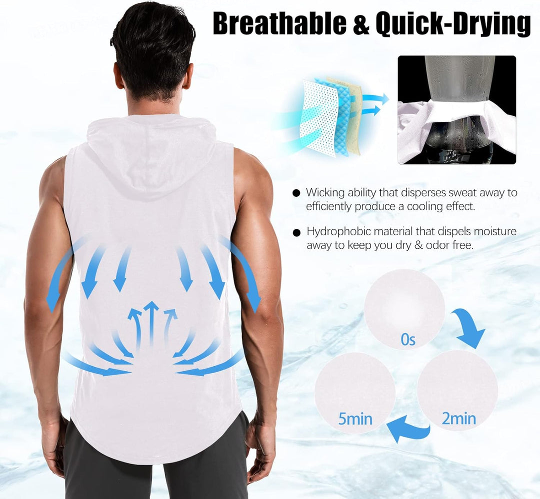 MEETWEE Herren Tank Top, Sportshirt mit Kapuze Ärmelloses Muskelshirts Fitness Sleeveless Shirt Atmu