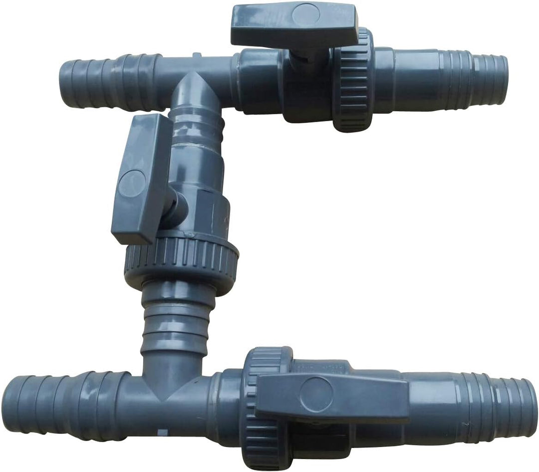 SPIRATO 3-Wege Bypass für Pool Solar und Wärmepumpe 32-38 mm Weiche mit 3 Absperrventilen