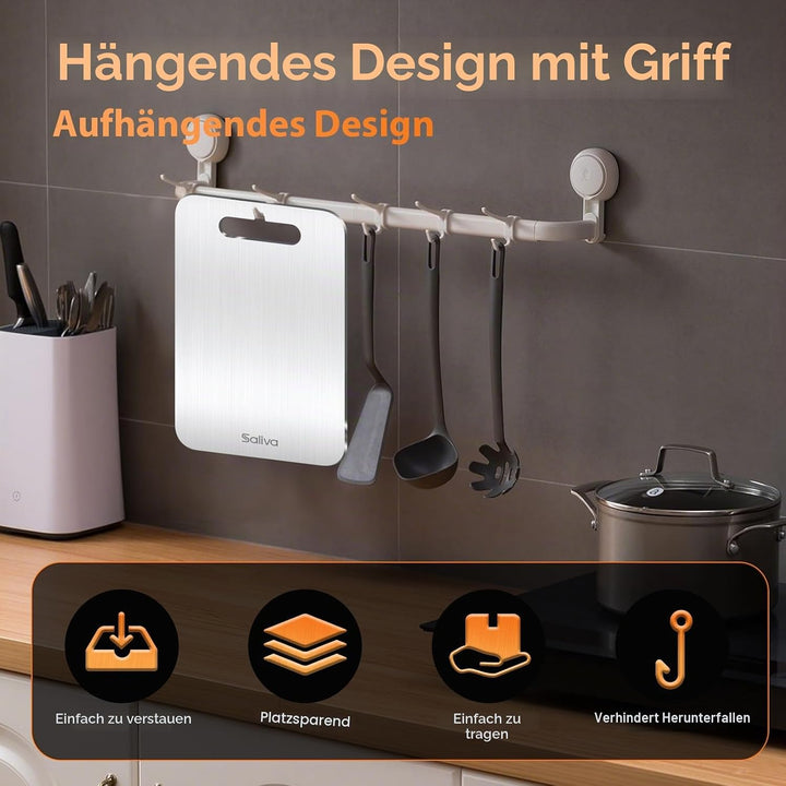 Titan Schneidebrett, Edelstahl Titanium Cutting Board, BPA-freies Doppelseitiges Lebensmittel Grade