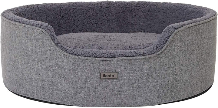 lionto Hundebett mit Wendekissen waschbar Katzenbett Haustierbett Hundekorb Plüsch, (M) 83x63 cm gra