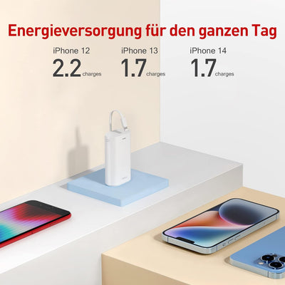 iWALK Klein Power Bank 9000mAh, Tragbares Externes Ladegerät mit Integrierte Kabel Mini Fast Charge