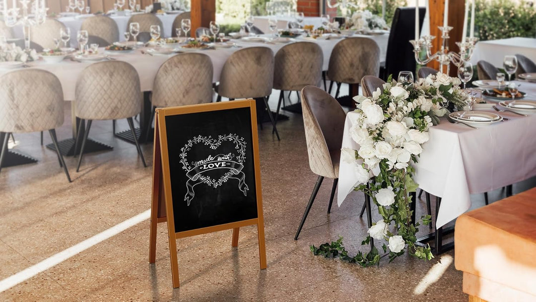 ALLboards Kundenstopper mit Gold, lackiertem Holzrahmen 100x60cm, Werbetafel, Gehwegaufsteller, Aufs