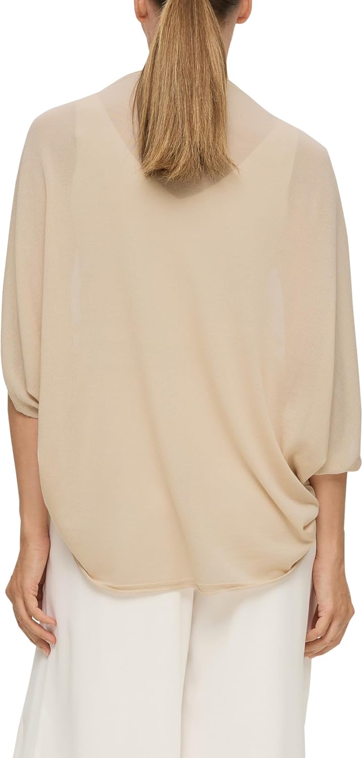 s.Oliver Weicher Strickponcho aus Lyocell Einheitsgrösse Beige, Einheitsgröße Beige