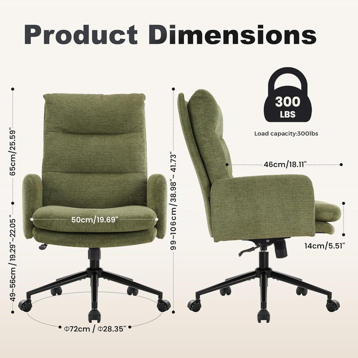 IWMH Schreibtischstuhl mit Hoher Rückenlehne,Bürostuhl Ergonomisch aus Kaschmir, Schminktisch Stuhl