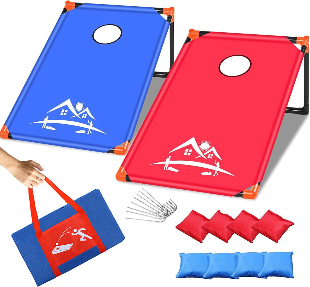 Tragbar Cornhole Spiel Outdoor Cornhole Säckchen mit PVC gerahmt, 8 Bohnensäcke und Tragetasche für