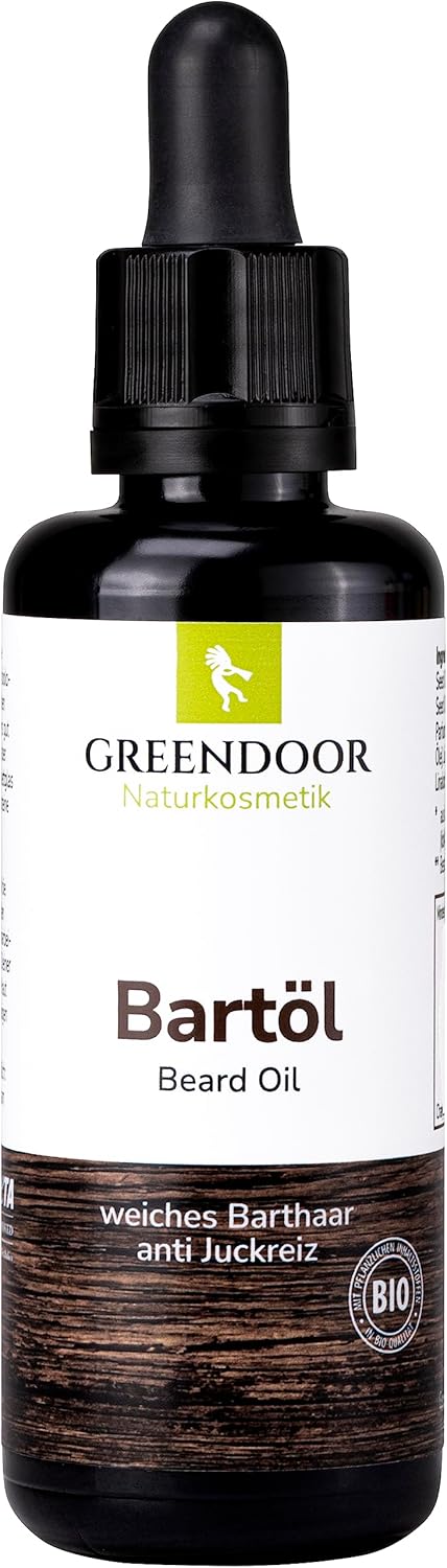 GREENDOOR Bartpflege-Set Basic BIO Bartöl 50ml und Natur Bartseife 200ml, vegan, Bartpflegeöl, Bart-