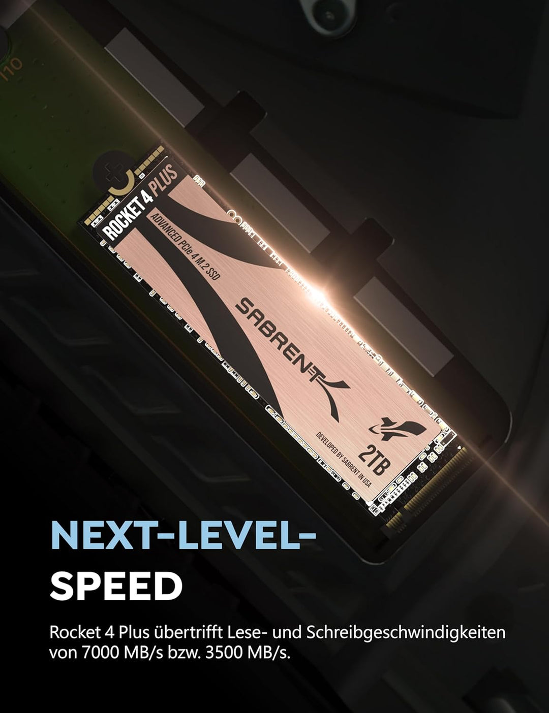 Sabrent M.2 NVMe SSD 2TB Gen 4 mit PS5 Kühlkörper, Internes Solid State 7100 MB/s Lesen, PCIe 4.0 in
