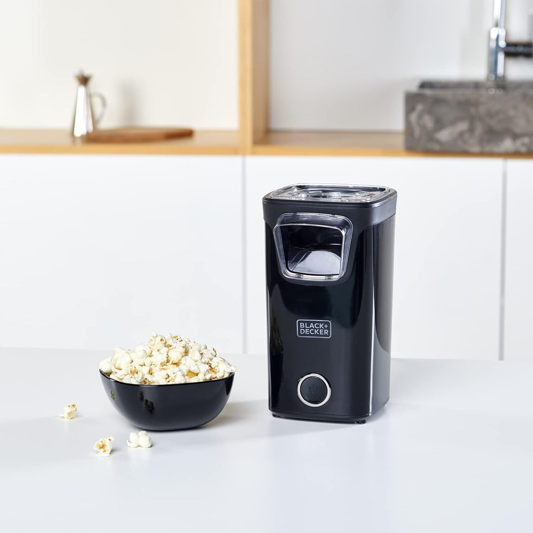 Popcorn-Maschine mit Heissluft und Öl - mit transparentem Deckel und Messbecher, 16 x 13,5 x 25,5 cm