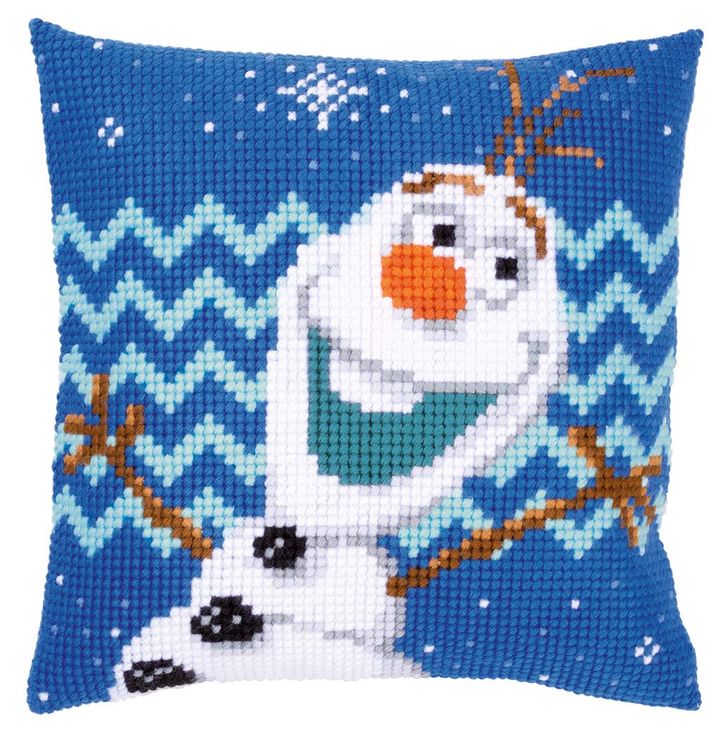 Vervaco Kreuzstichkissen Olaf Kreuzstichpackung, Stramin, weiss, 40 x 40 x 0,3 cm