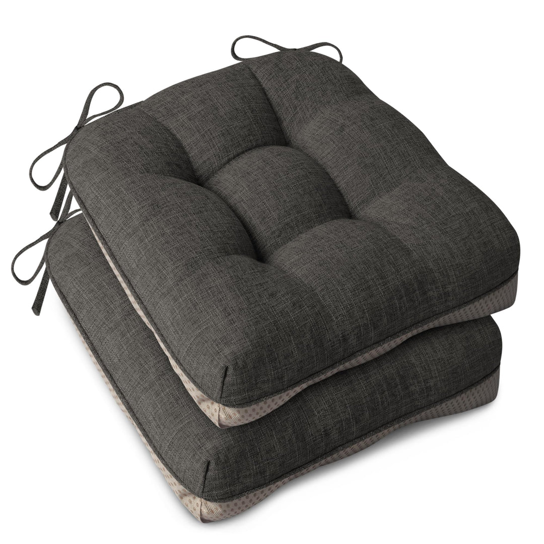 AddGrace 2er Set Sitzkissen 40 x 40cm Weiche Stuhlkissen mit 10cm Dunkelgrau 2 Dunkelgrau, 2 Dunkelg