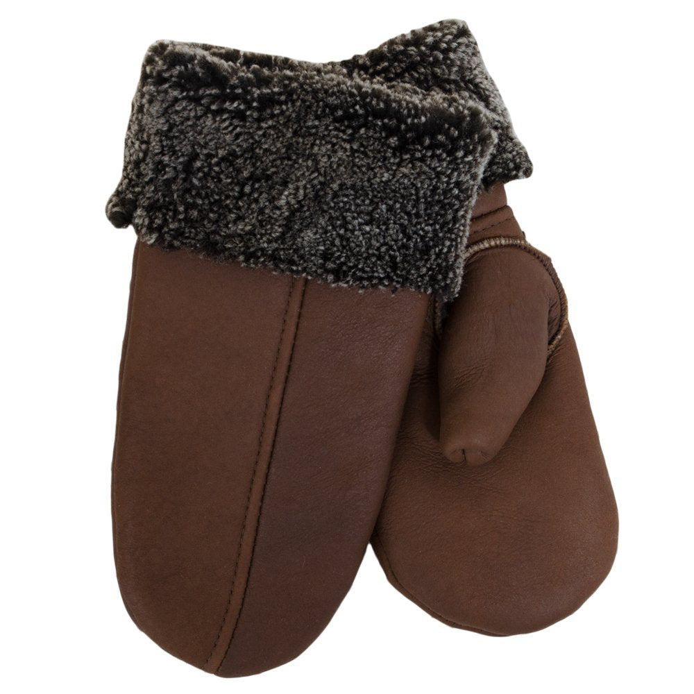 SamWo, Handschuhe/Fäustlinge für Damen, 100% Lammfell, Grösse: M, mittelbraun