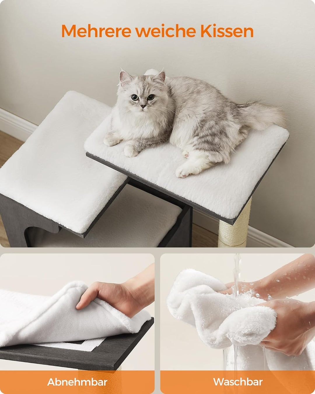 Feandrea Kratzbaum, 86 cm hoher Katzenbaum, Spanplatten-Katzenkratzbaum, mit Höhle, Liegeflächen, Sä