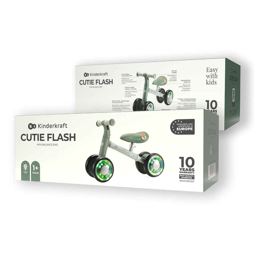 Kinderkraft Cutie Flash Laufrad, Lernlaufrad, Kinderlaufrad, Lauflernrad ohne Pedale, Räder mit LED-