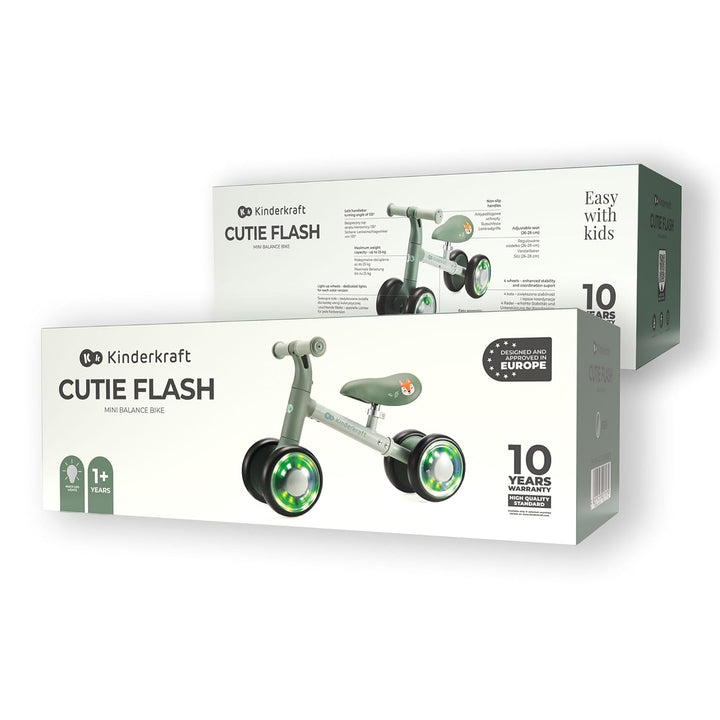 Kinderkraft Cutie Flash Laufrad, Lernlaufrad, Kinderlaufrad, Lauflernrad ohne Pedale, Räder mit LED-