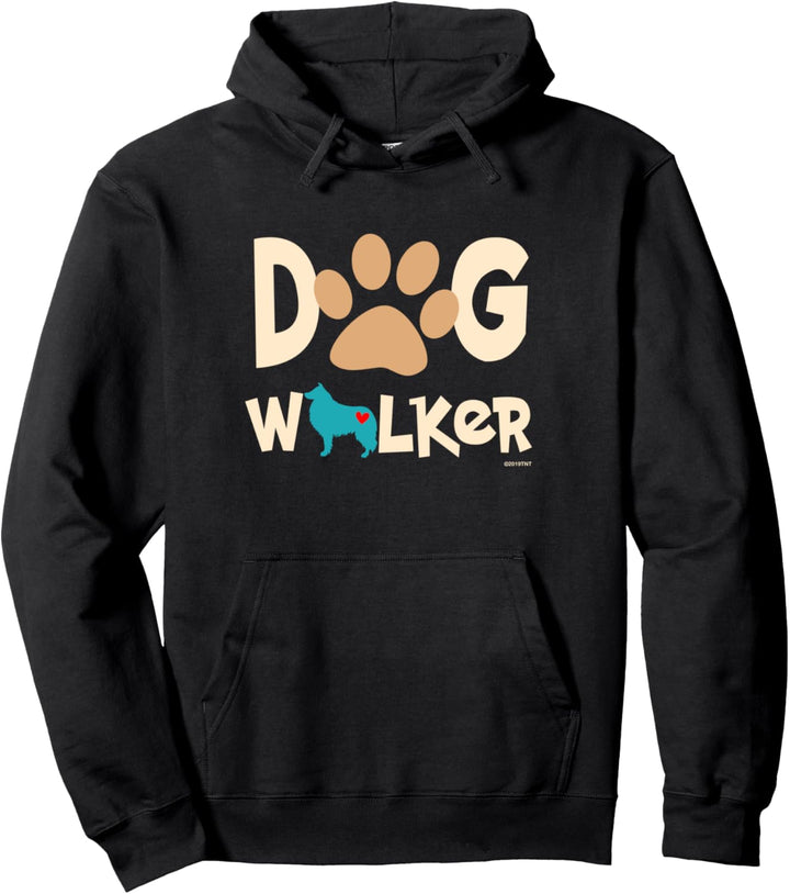 Dog Walker Dog and Paw Print With Heart Pullover Hoodie