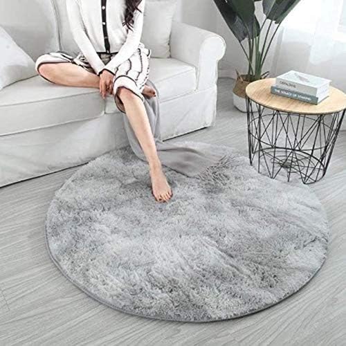 Tinyboy-hbq Runder Teppiche Hochflor Teppich wohnzimmerteppich Langflor Teppiche für Wohnzimmer flau