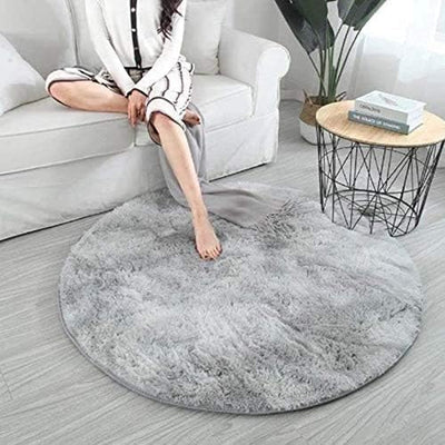 Tinyboy-hbq Runder Teppiche Hochflor Teppich wohnzimmerteppich Langflor Teppiche für Wohnzimmer flau