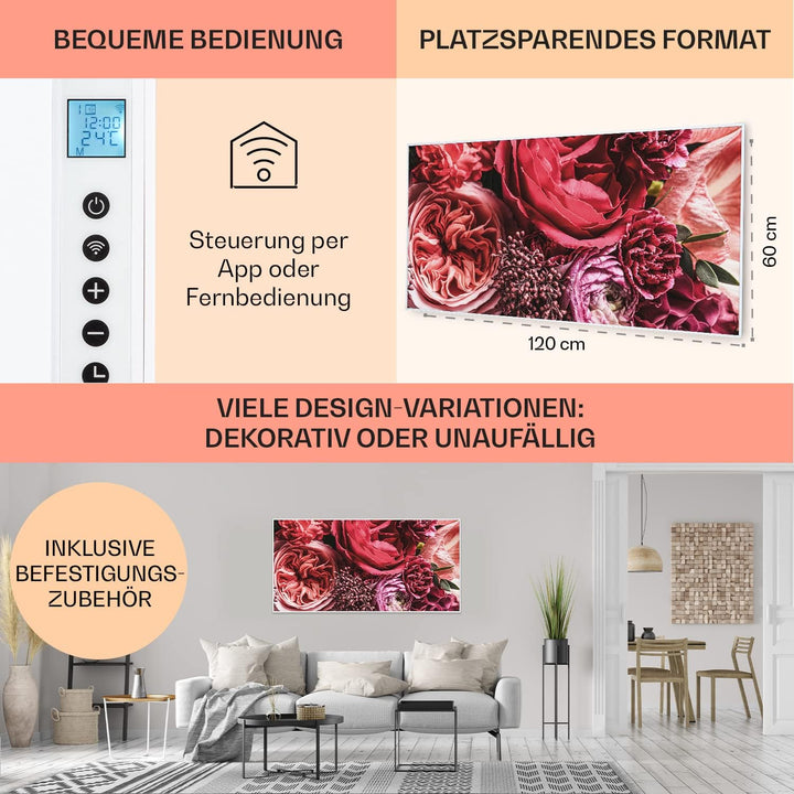 Klarstein Air Art Smart Infrarotheizung, Infrarot Heizung mit IoT/WiFi App-Steuerung, Erkennung Offe