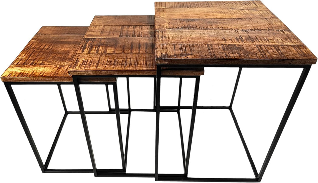 DARO DEKO Mango Holz Beistelltisch eckig - 38 x 53 cm - Couchtisch quadratisch, 38 x 53 cm
