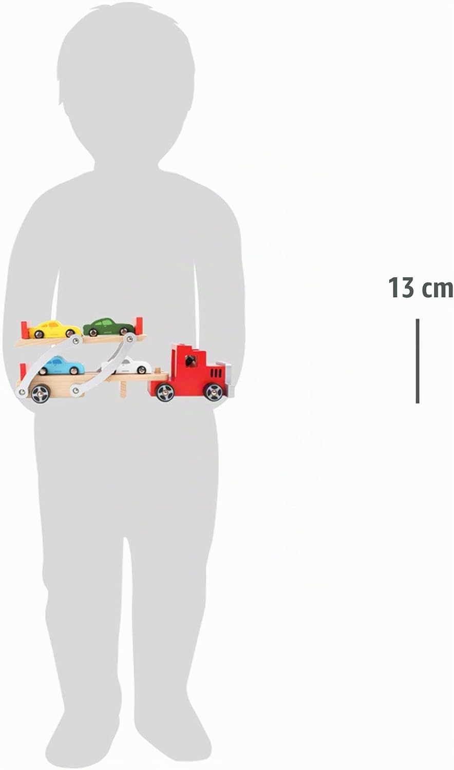 small foot Autotransporter aus Holz, mit abnehmbarem Anhänger und 4 bunten Autos, für Kinder ab 3 Ja